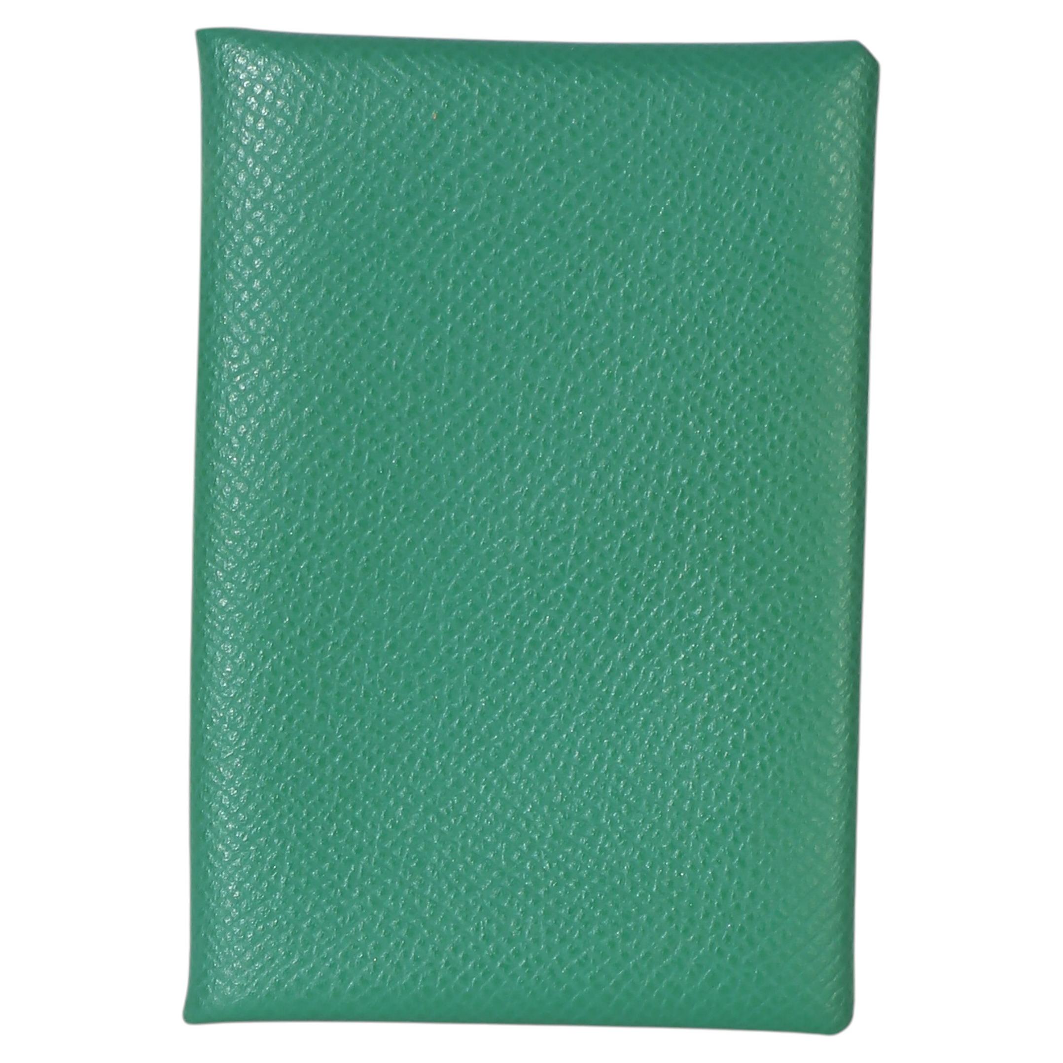 Hermès Vert Vertigo Epsom Calvi Card Holder