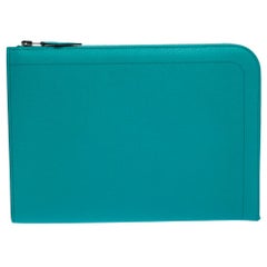 Hermes Vert Vertigo Epsom Leather Zip Tablet Case