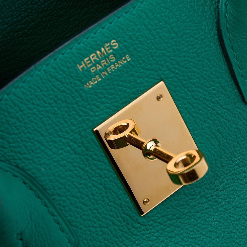 Hermès Vert Vertigo Evercolor Leather Gold Finished Birkin 30 Bag 3