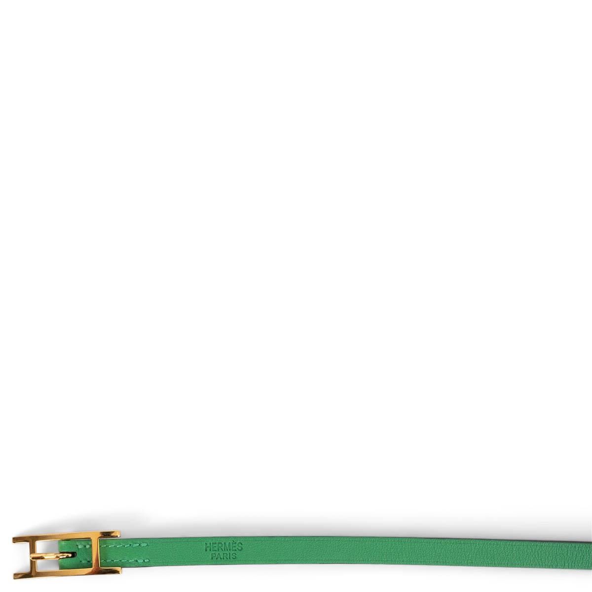 Bracelet Hermès 3 Wrap 100% authentique en cuir Vertigo Swift avec boucle en métal doré. A été porté et est en excellent état. Livré avec sac à poussière et boîte. 

Mesures
Largeur	0.9cm (0.4in)
Longueur	84cm (32.8in)
Matériel informatique	Ton