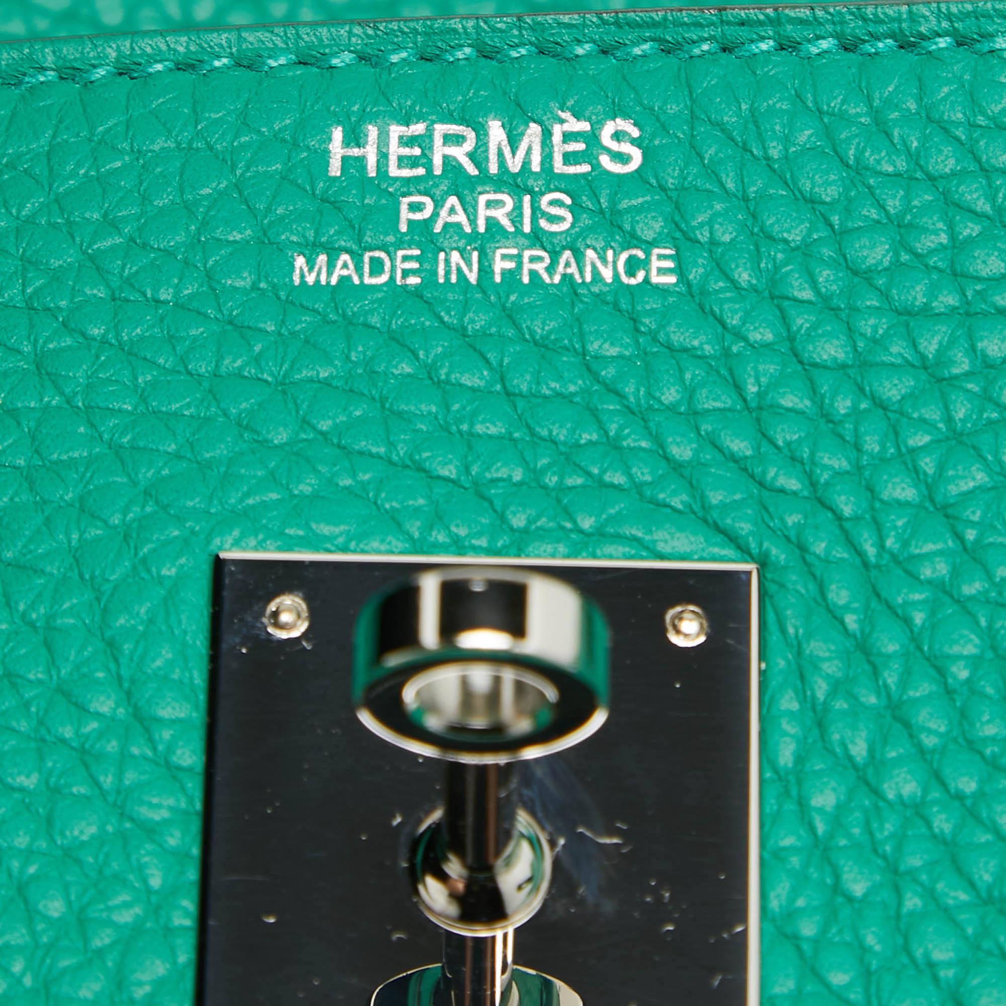 Hermes Vert Vertigo/Vert Fonce Taurillon Clemence Palladium Finish Birkin 35 Tasche im Angebot 9