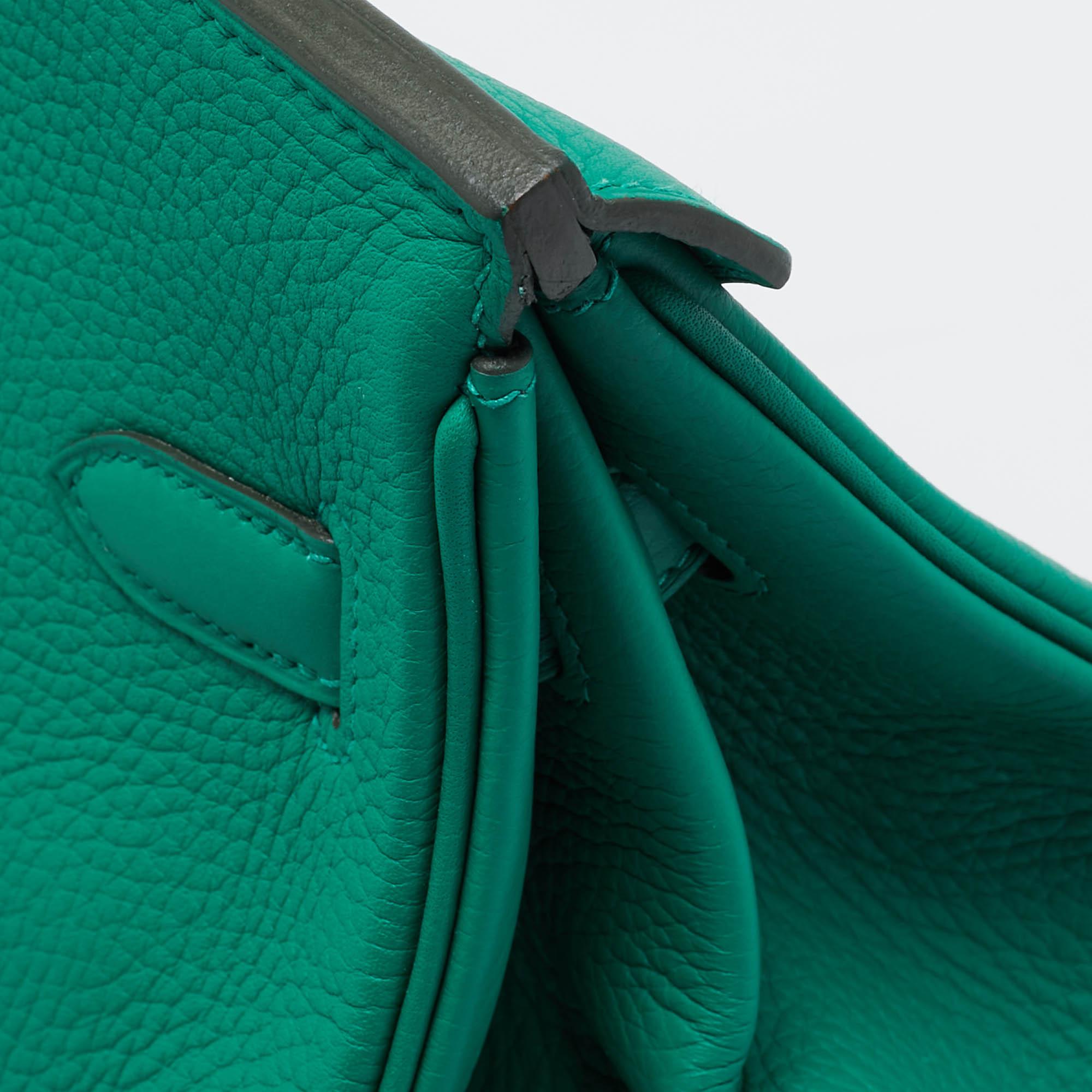 Hermes Vert Vertigo/Vert Fonce Taurillon Clemence Palladium Finish Birkin 35 Tasche im Angebot 4