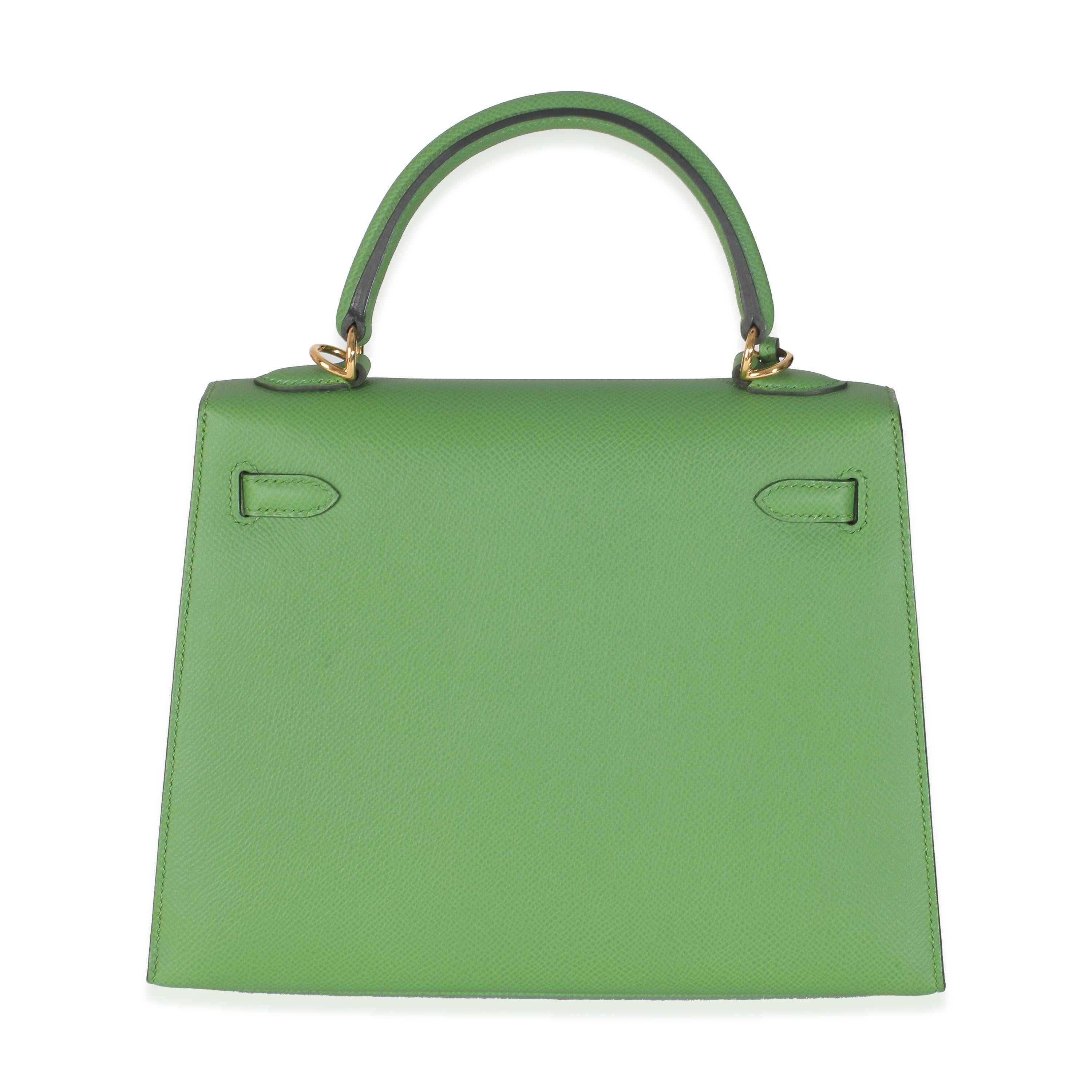 Hermès Vert Yucca Epsom Sellier Kelly 25 GHW In Excellent Condition For Sale In New York, NY