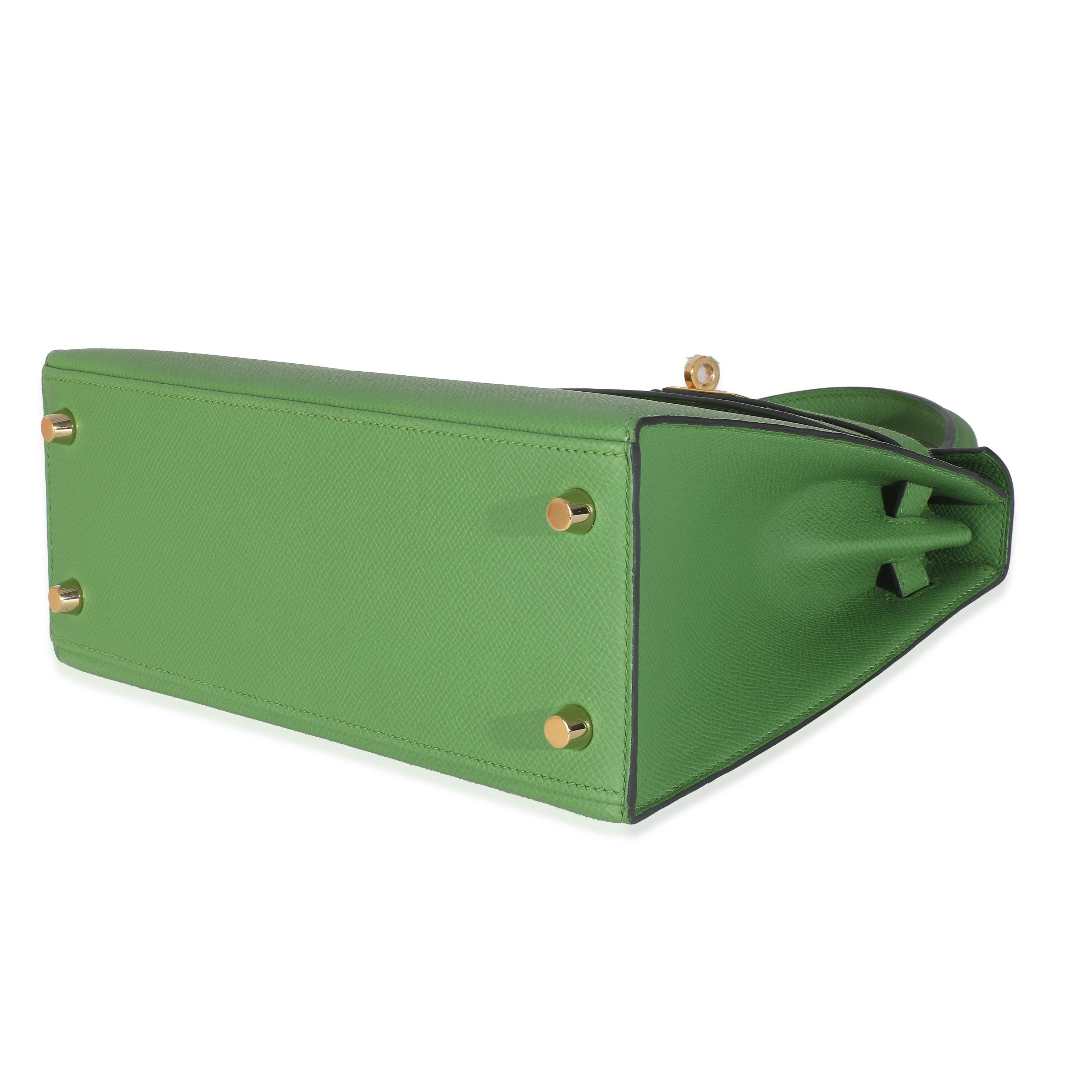 Hermès Vert Yucca Epsom Sellier Kelly 25 GHW In Excellent Condition For Sale In New York, NY