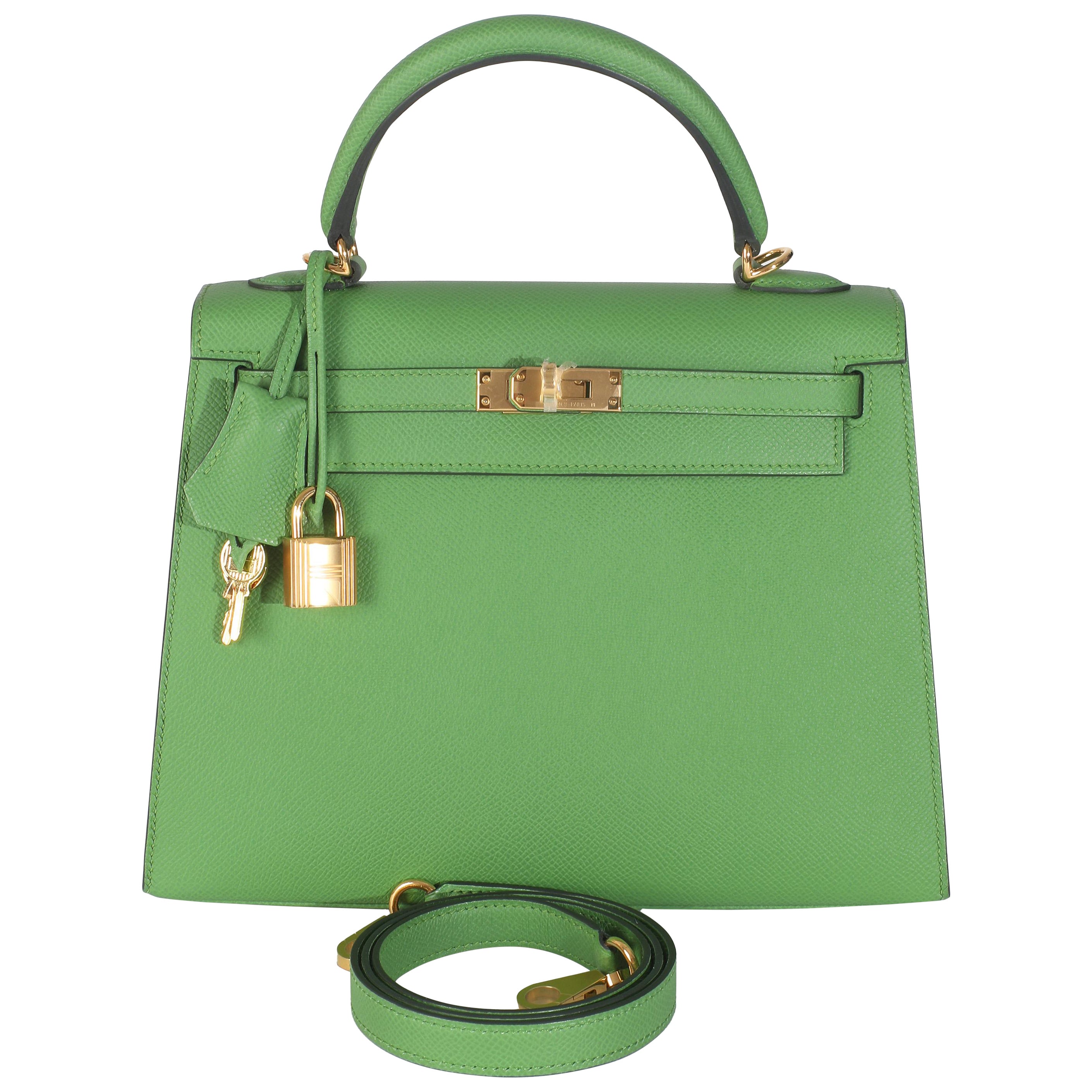 Hermès Vert Yucca Epsom Sellier Kelly 25 GHW in vendita