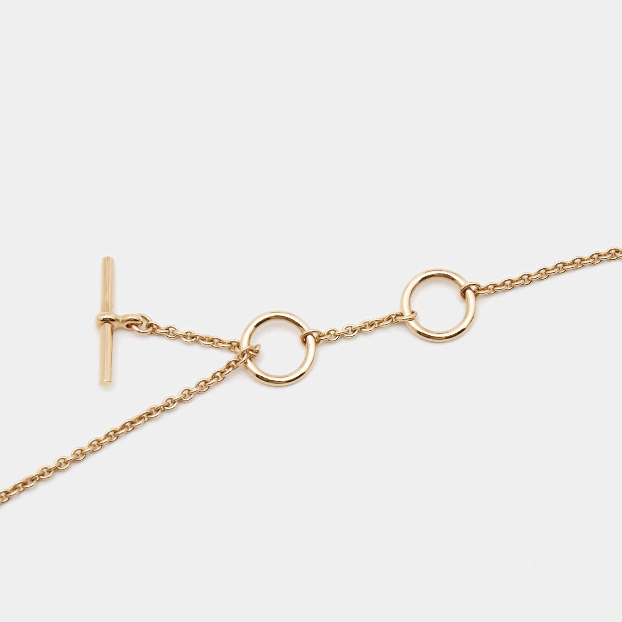Rose Cut Hermes Vertige Cœur Diamond 18k Rose Gold Small Model Necklace