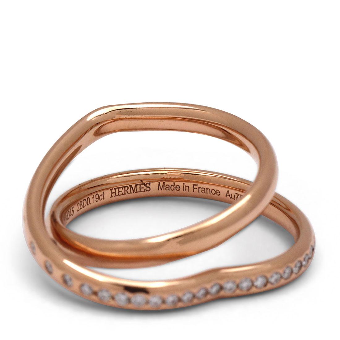 Round Cut Hermes 'Vertige Coeur' Rose Gold Diamond Ring