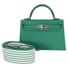 HERMES Vertigo Epsom leather MINI KELLY SELLIER Bag CORDAGE 50 Strap