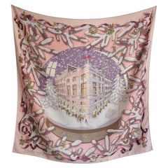HERMÈS - Très rare châle en cachemire 90x90 'NÖEL AU 24 FAUBOURG' par D. Rybaltchenko