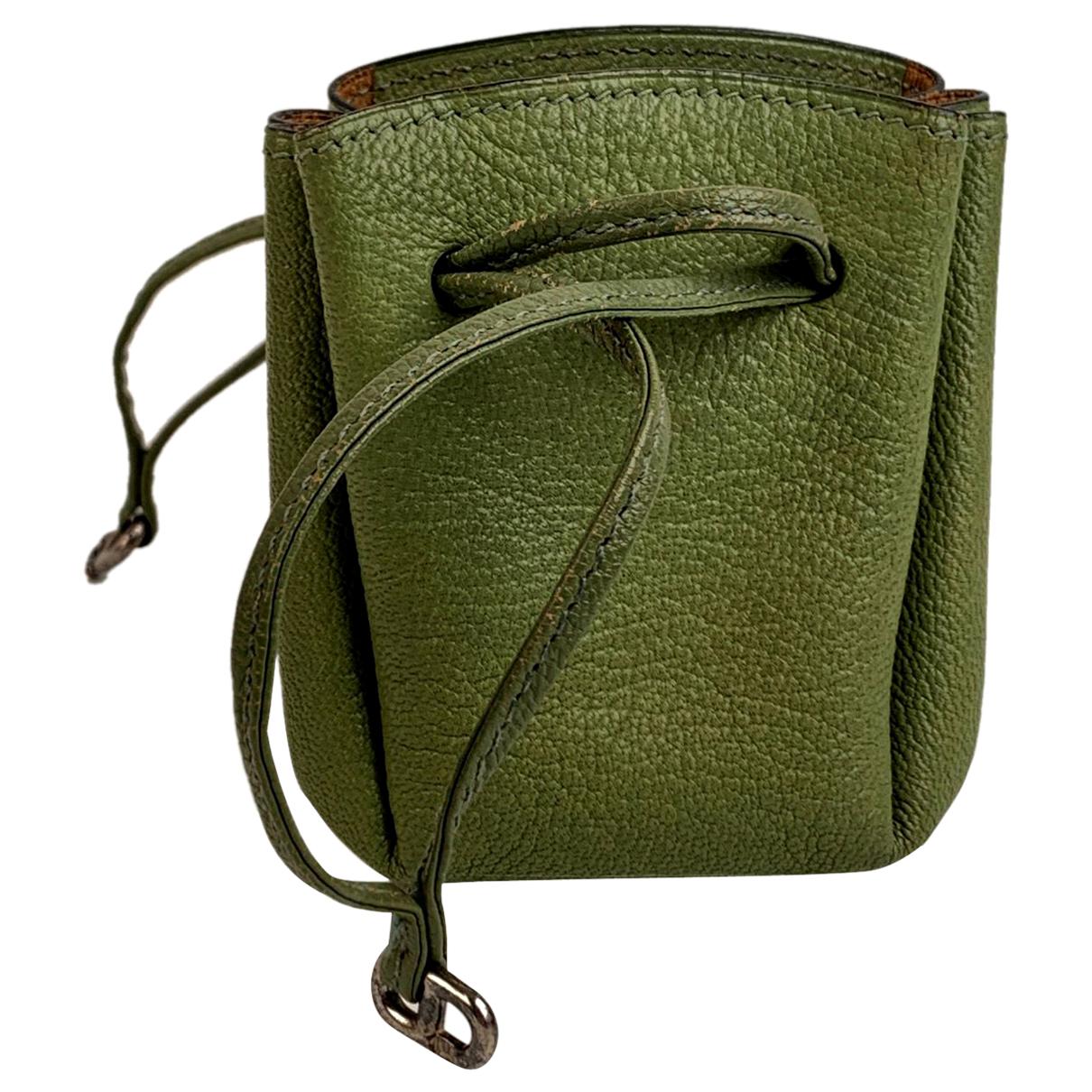 Hermes Vespa Mini Drawstring Pouch Charm Green Messenger Bag Purse