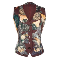 Gilet Hermes Citrouilles Et Coloquintes Silk Print Vintage 40 / 6