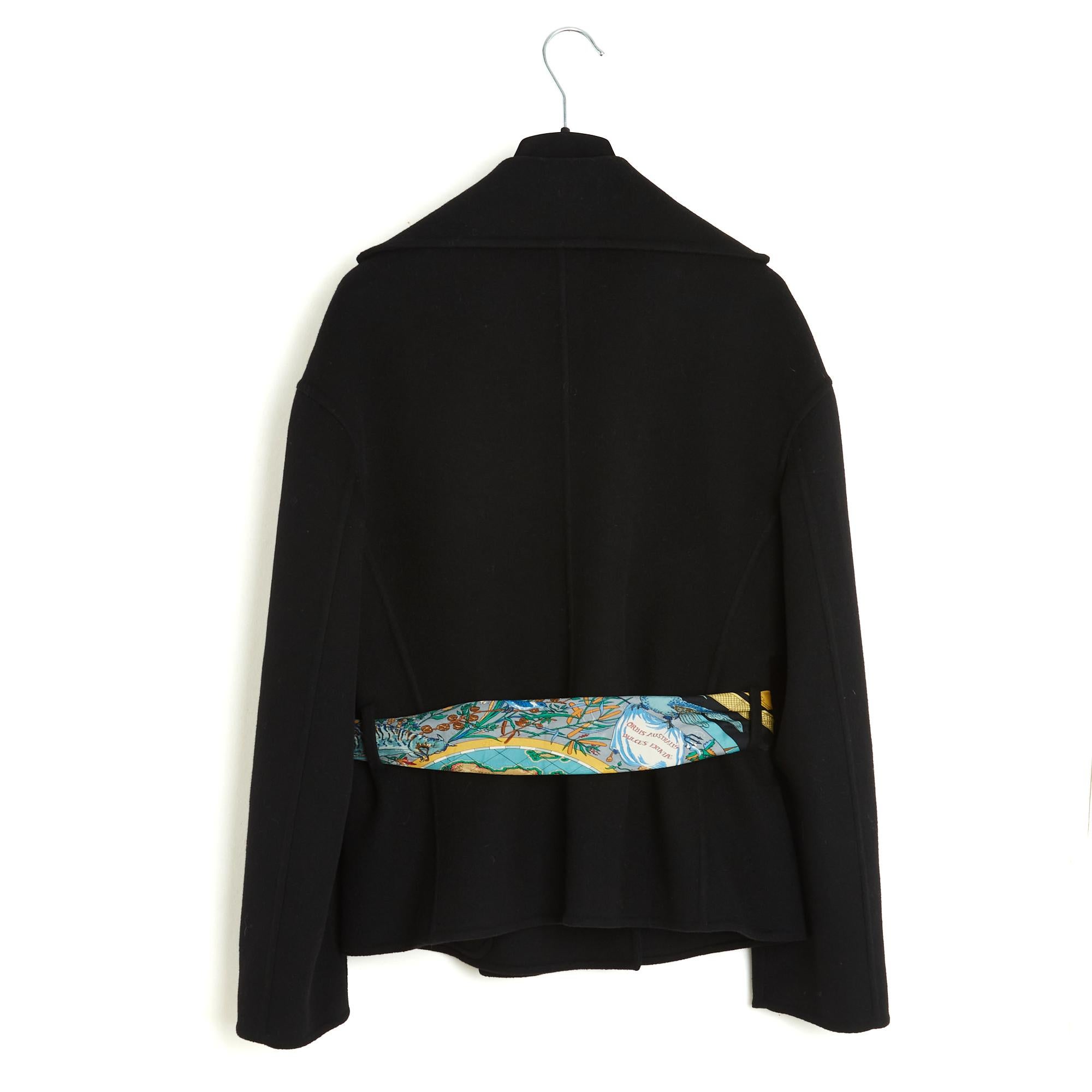 Hermès Veste et Carre FR40 Black Cashmere Jacket and scarf UK12 US10  Hermes For Sale 1