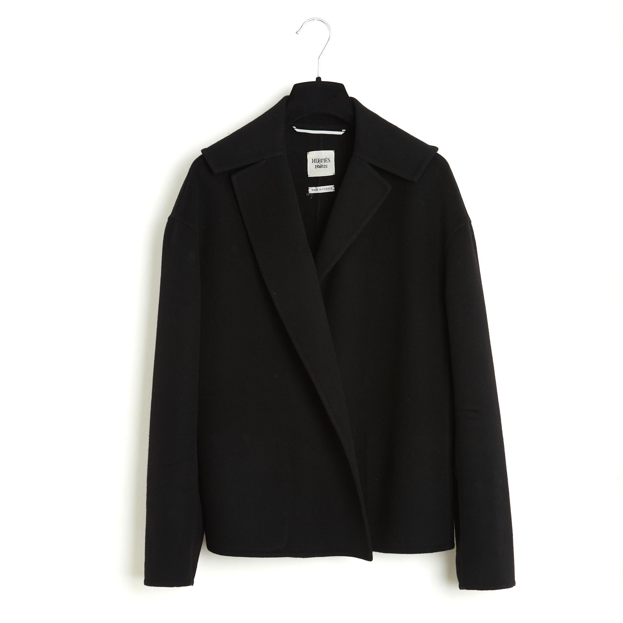 Hermès Veste et Carre FR40 Black Cashmere Jacket and scarf UK12 US10  Hermes For Sale 3
