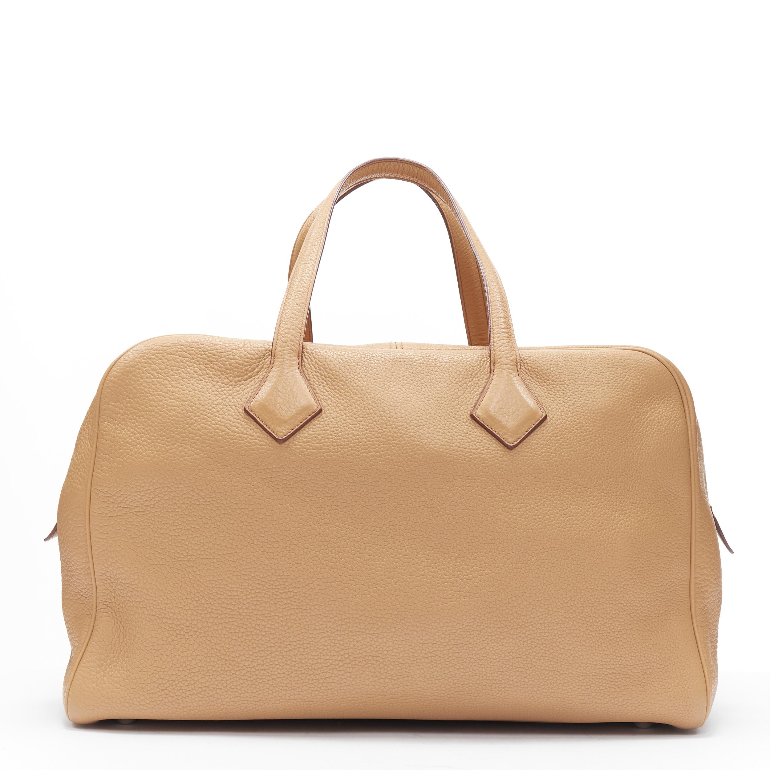 Women's HERMES VIctoria 40 tan brown calf leather top handle travel satchel bag