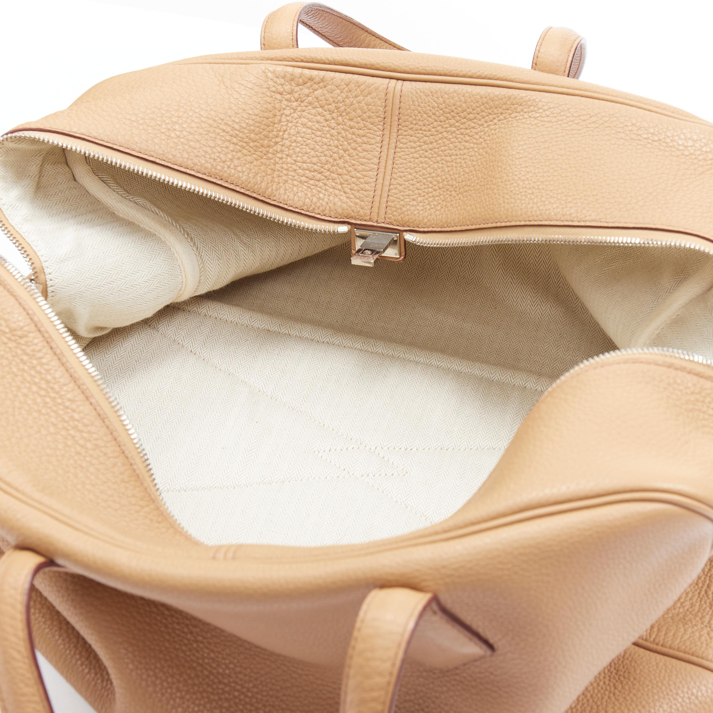 HERMES VIctoria 40 tan brown calf leather top handle travel satchel bag 4