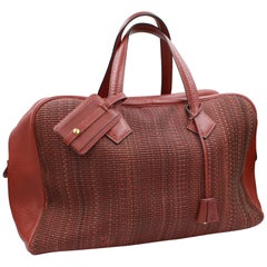 Hermes Victoria 45 Travel Handbag in Crinoline and Buffalo Leather
