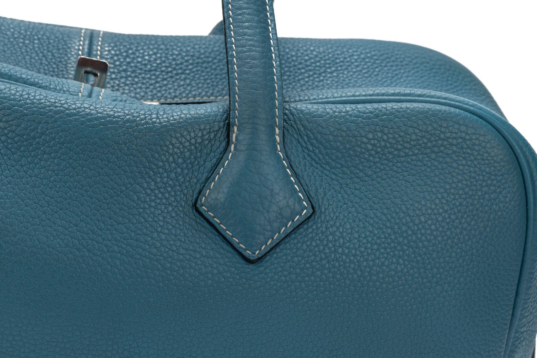Hermès Victoria Tasche Blau Togo Leder im Angebot 2