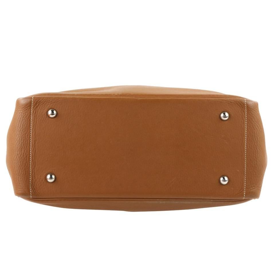 Hermes Victoria Cabas Clemence 32 Brown Leather Shoulder Bag 4