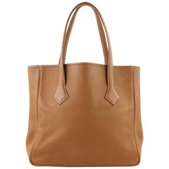 Hermes Victoria Cabas Clemence 32 Brown Leather Shoulder Bag