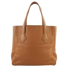 Hermes Victoria Cabas Clemence 32 Brown Leather Shoulder Bag