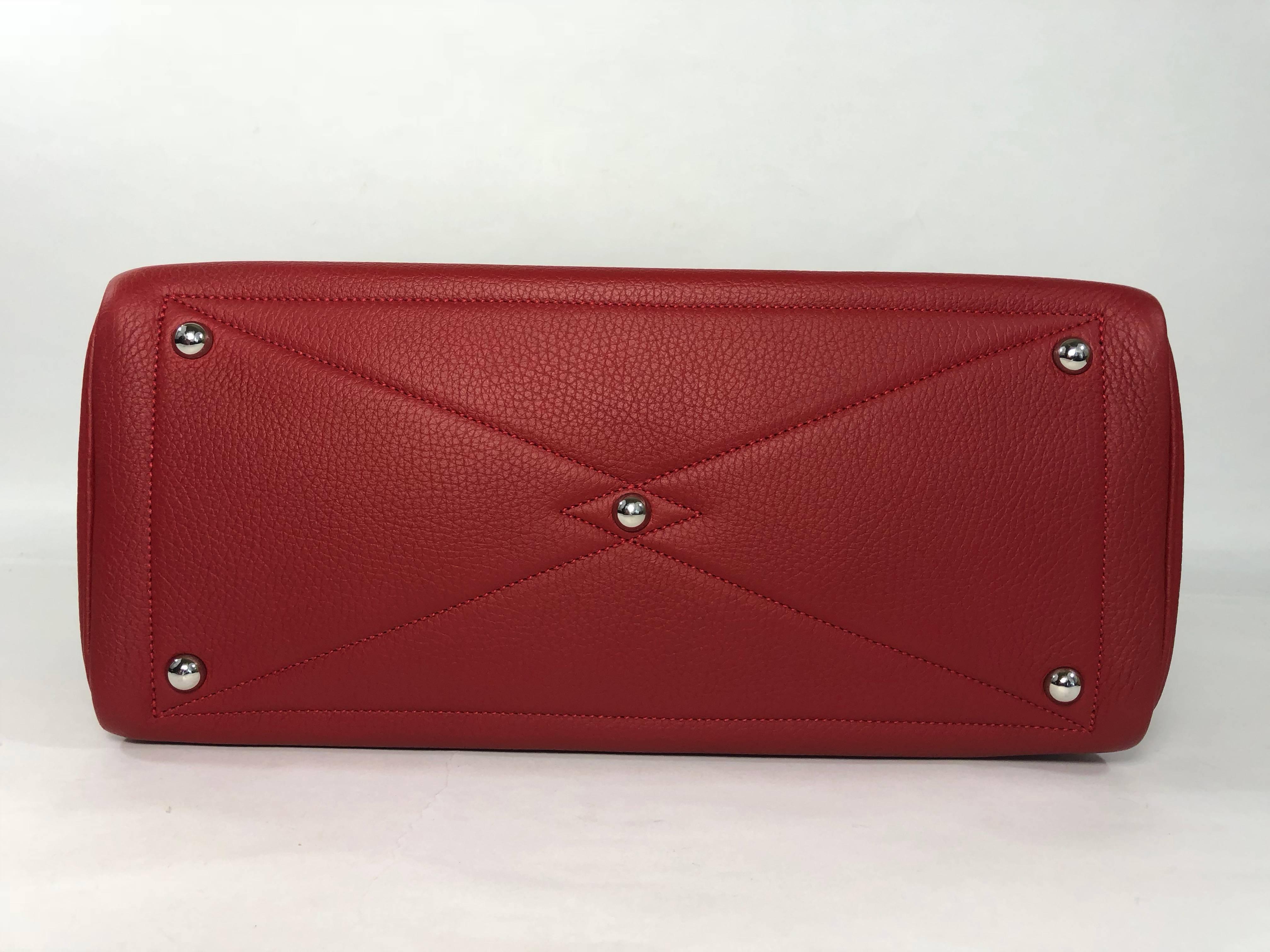 Hermes Victoria Clemence Red Leather Handbag with Palladium Hardware  1