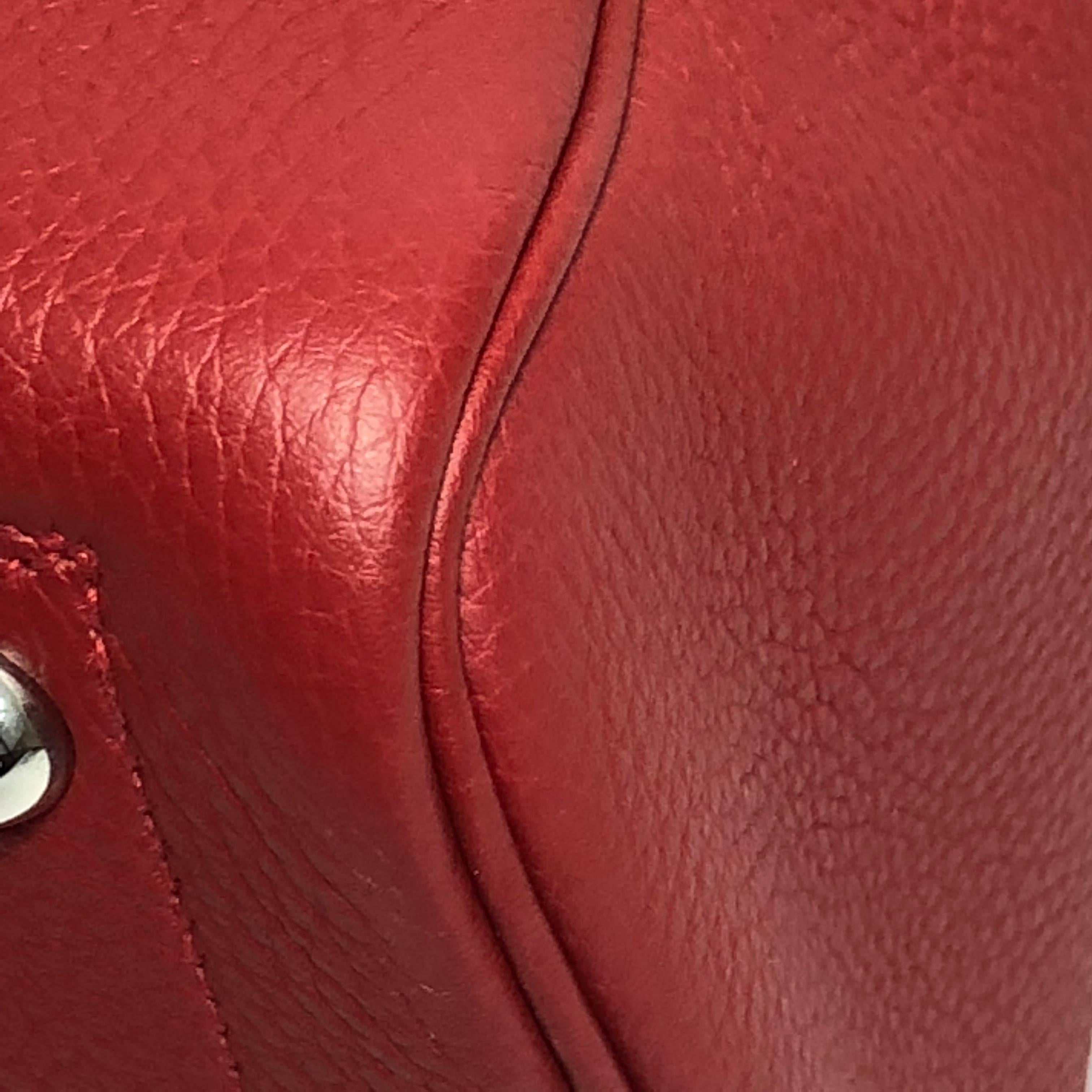 Hermes Victoria Clemence Red Leather Handbag with Palladium Hardware  2