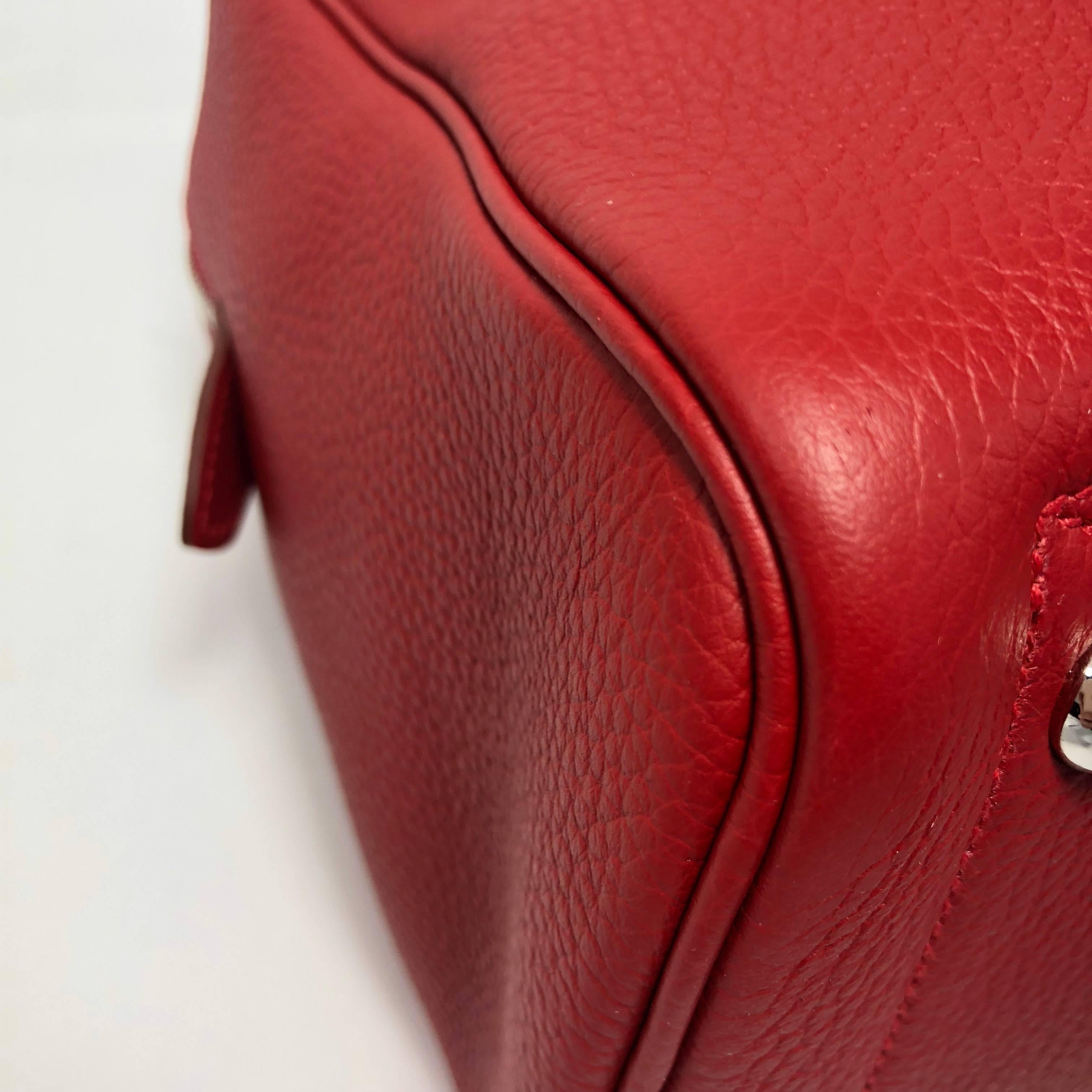 Hermes Victoria Clemence Red Leather Handbag with Palladium Hardware  3