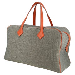 Hermes Victoria Grey Canvas Bag 