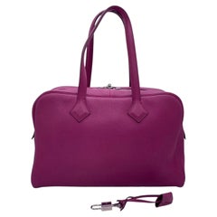 HERMES Victoria II 35 Fourre-Tout Purple Clemence Leather