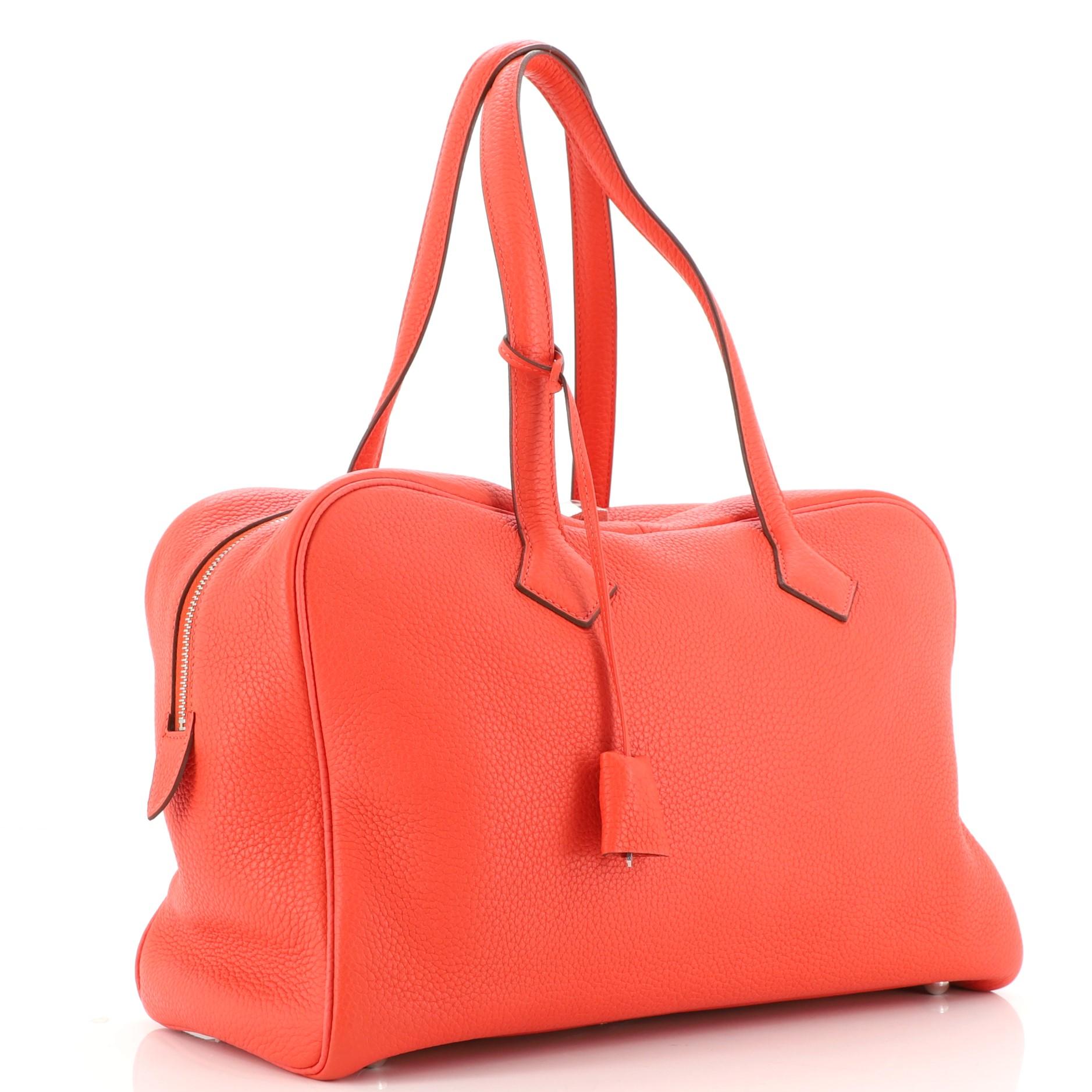 Red Hermes Victoria II Bag Clemence 35