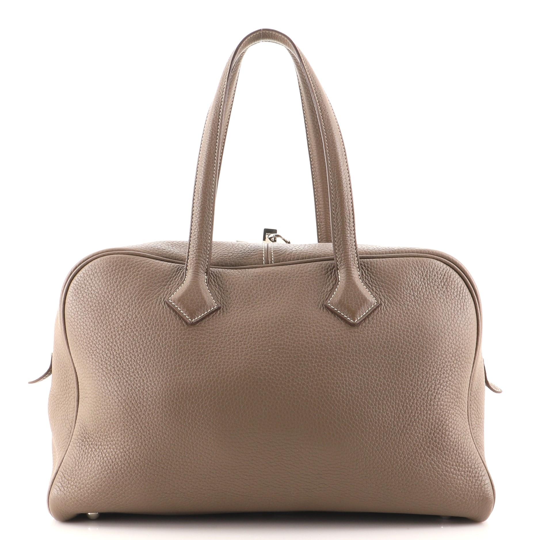 Hermes Victoria II Bag Clemence 35 In Good Condition In NY, NY
