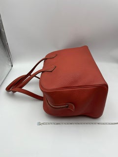 Hermes Victoria II Fourre-Tout 35 Brique Red Clemence Leather Bag Silver 2011