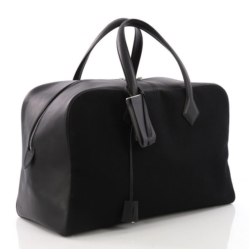 Black Hermes Victoria II Handbag Toile 43