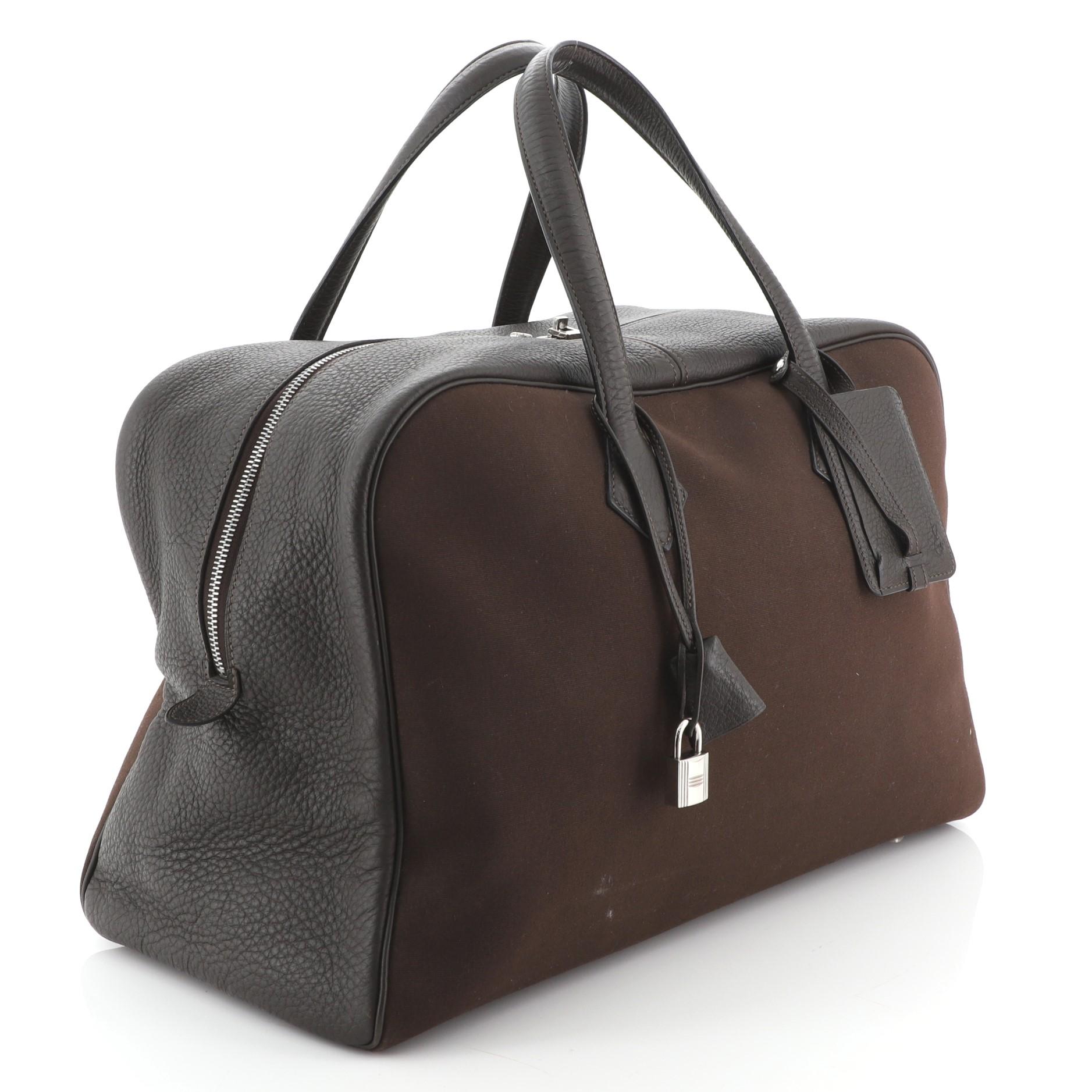 Black Hermes Victoria II Handbag Toile 43