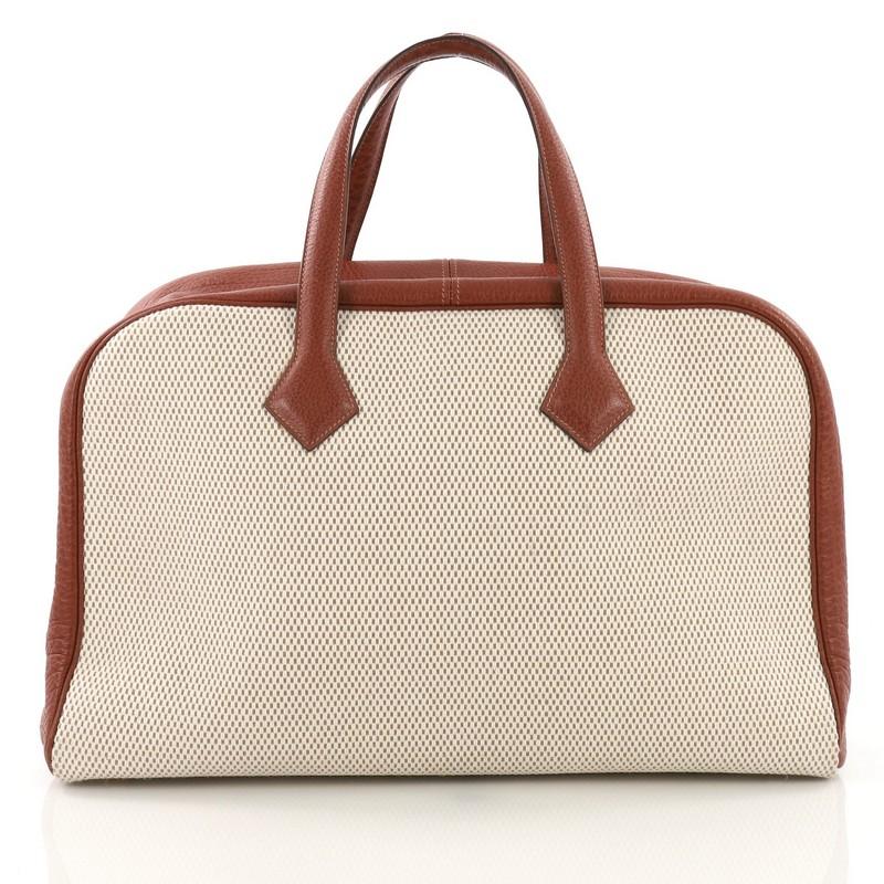 Beige Hermes Victoria II Handbag Toile 43