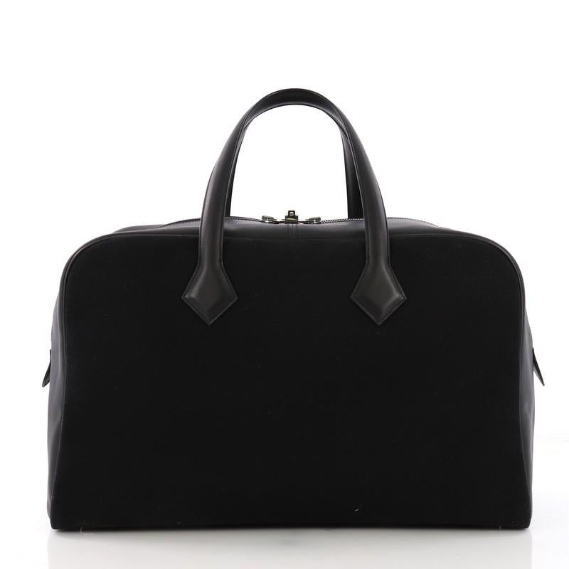 Hermes Victoria II Handbag Toile 43 In Good Condition In NY, NY