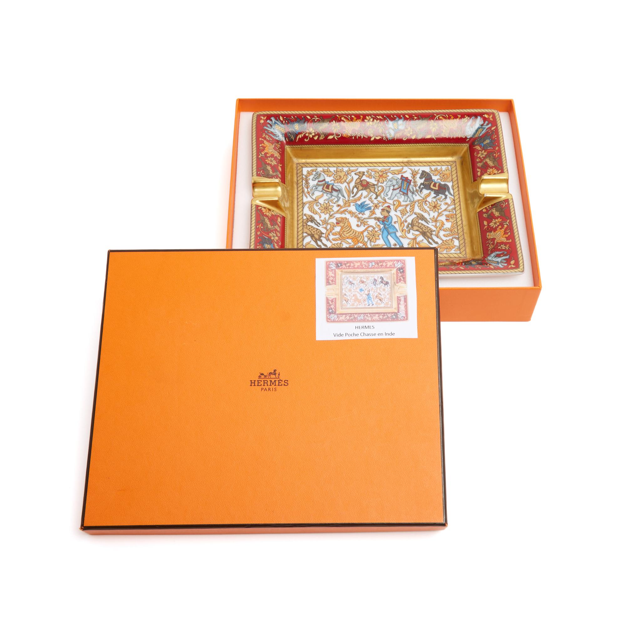 Hermès Vide Poche Cendrier Chasse en Inde Ashtray Trinket Bowl in box Hermes For Sale 2