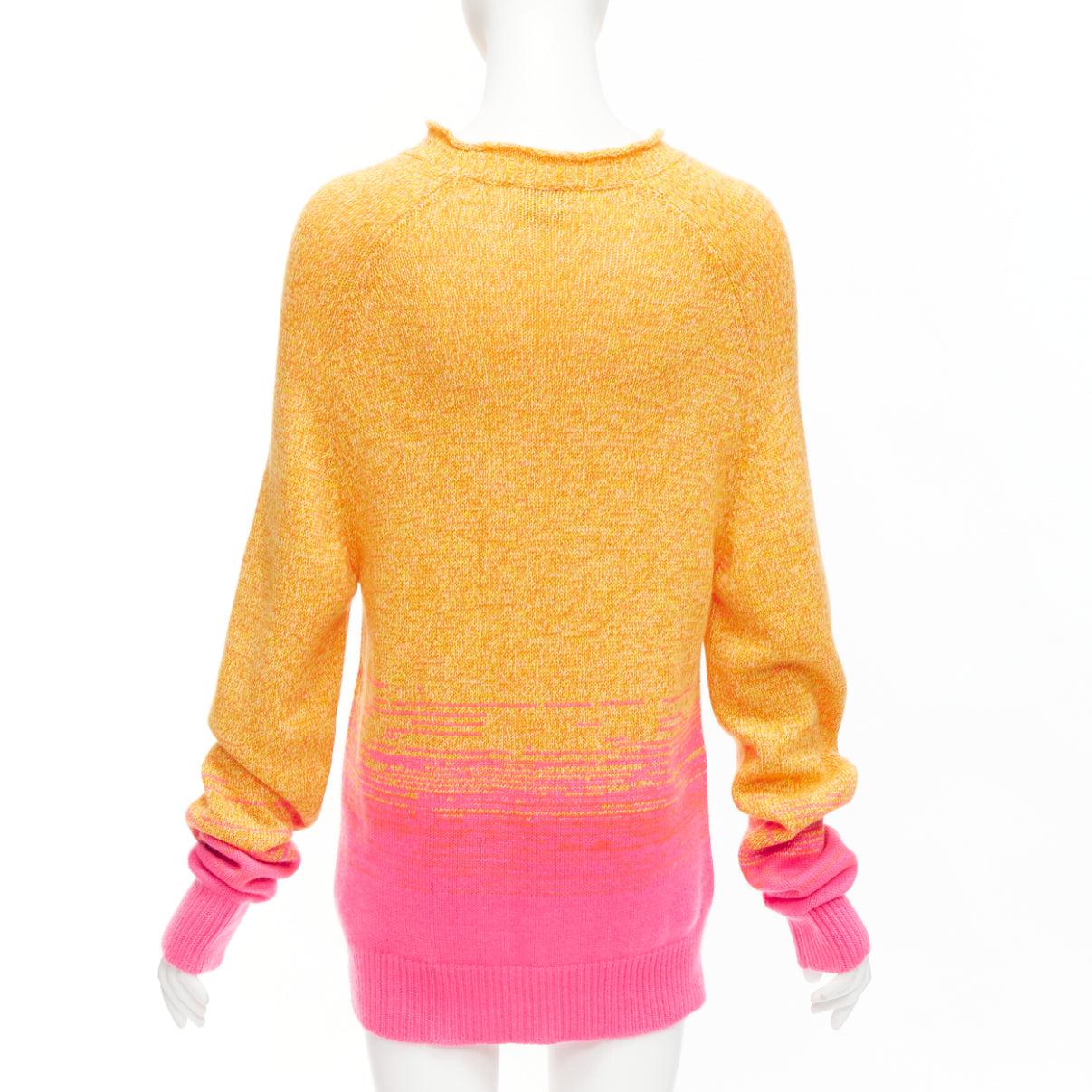 Women's HERMES Vintage 100% cashmere orange pink degrade loose neck sweater M For Sale