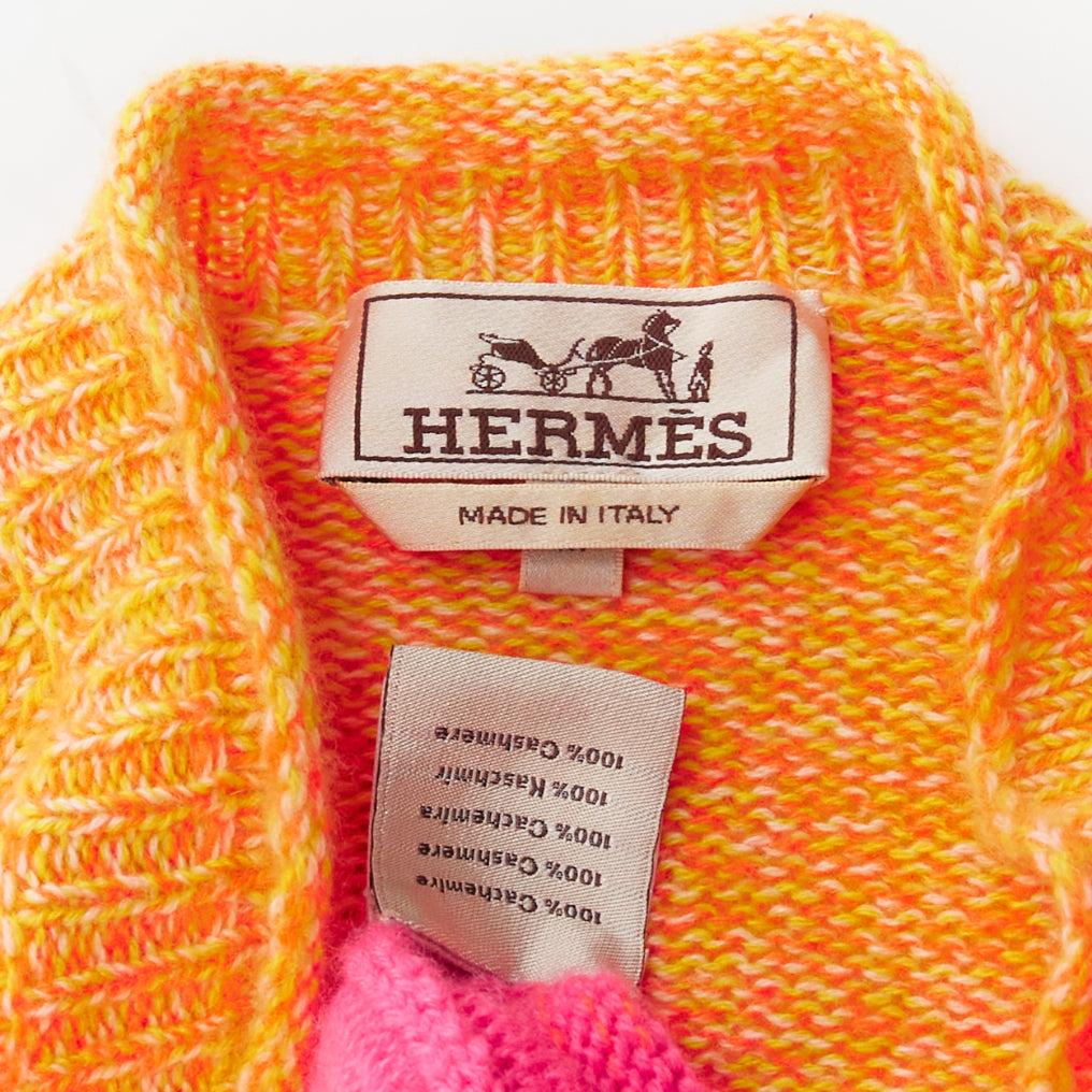 HERMES Vintage 100% cashmere orange pink degrade loose neck sweater M For Sale 4