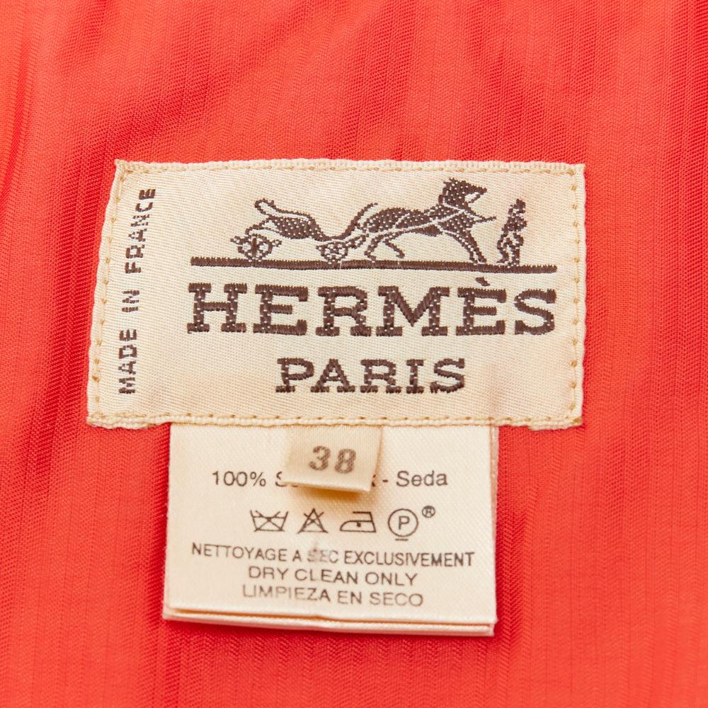 HERMES Vintage 100% silk Marine et Cavalry padded gilet vest FR38 M For Sale 5