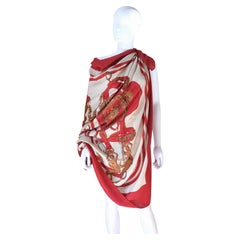 HERMÈS - Vintage 140 cm Cashmere/Silk Shawl 'Brides de Gala' By Hugo Grygkar