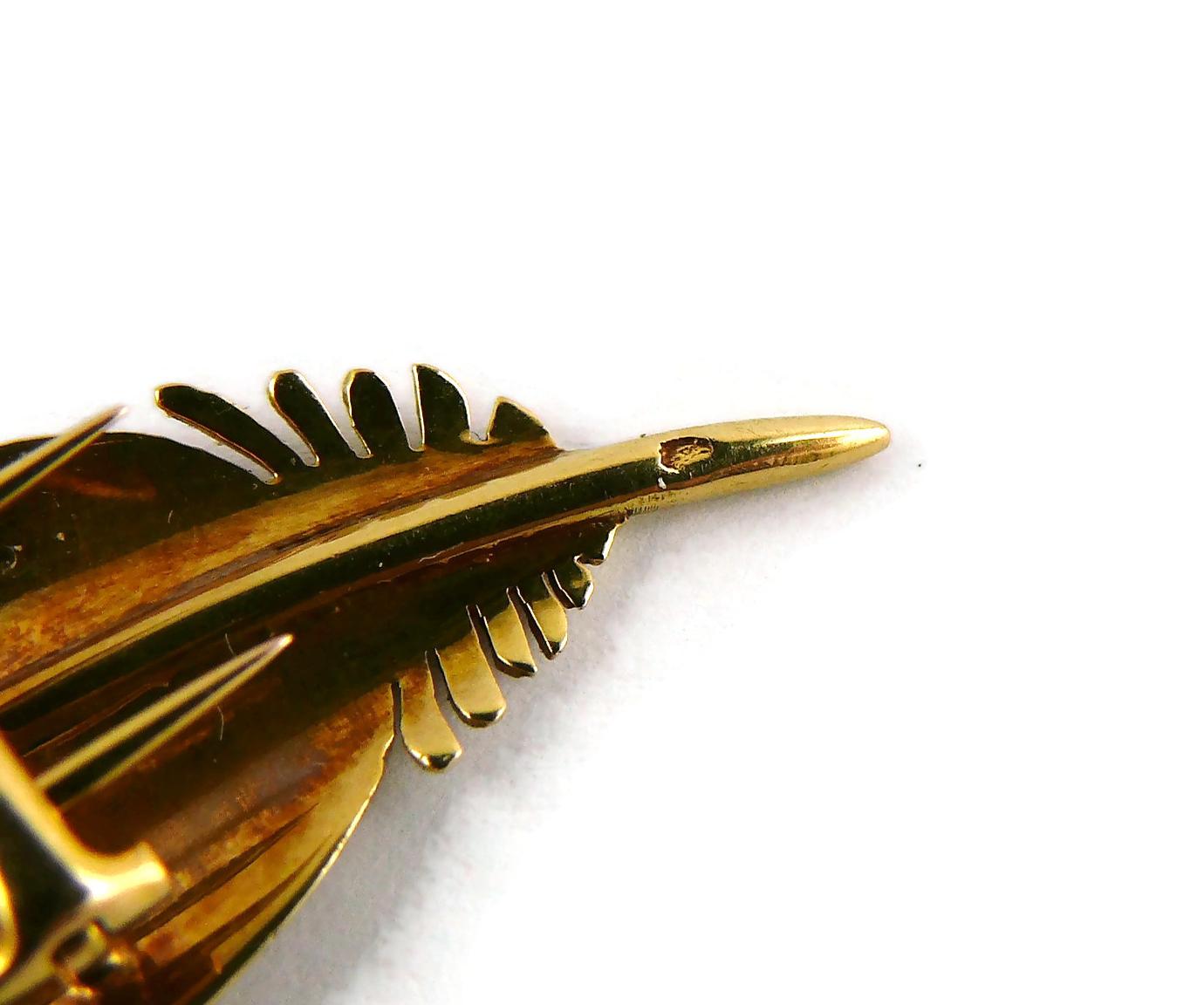 Hermes Vintage 18 Karat Gold Feather Brooch 8