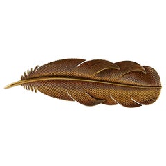 Hermes Vintage 18 Karat Gold Feather Brooch