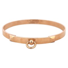 Bracelet jonc Hermès vintage en or rose 18 carats, 26,6 grammes, 7 pouces