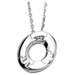 Hermes Vintage 18k White Gold Vintage Pendant Necklace