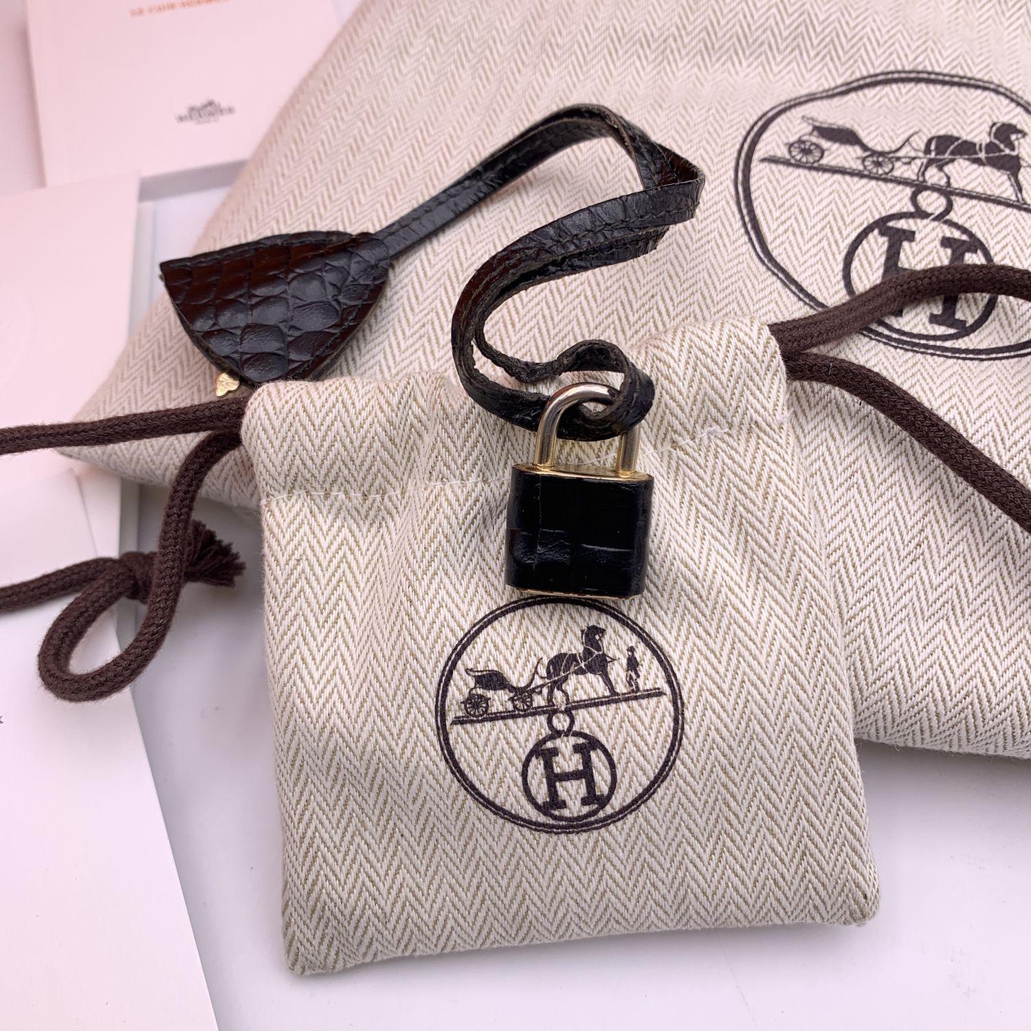 Hermes Vintage 1940s Black Crocodile Leather Kelly 32 Bag with Cites 1