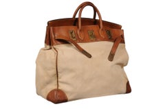 Hermes Vintage 1950's Haut à Courroies Hac 50 Birkin Natural Toile Travel Duffle