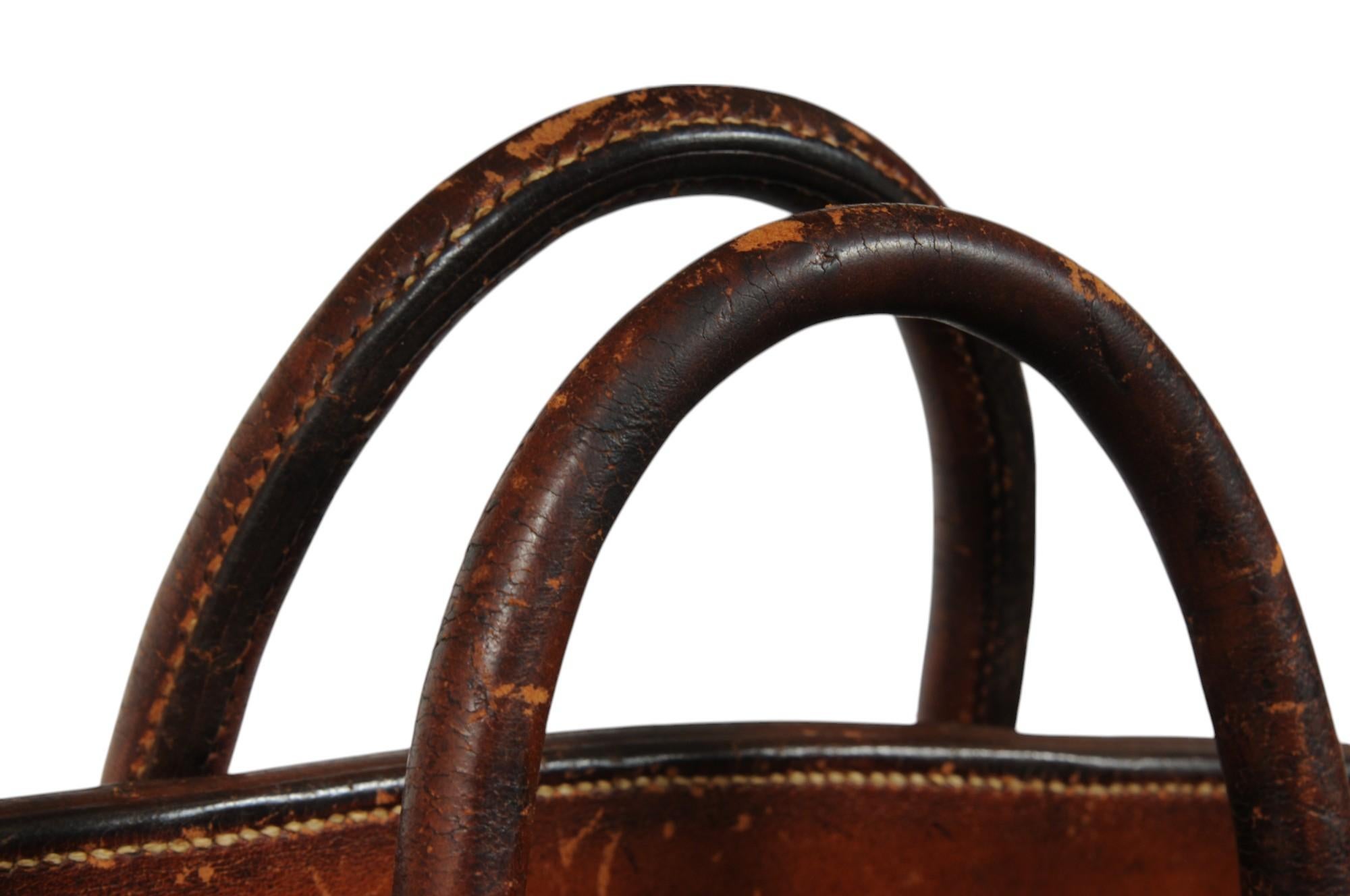 Hermes Vintage 1950's Haut à Courroies Hac 55 Birkin Natural Travel Duffle Bag en vente 5