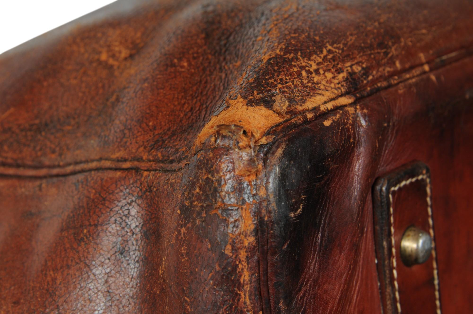 Hermes Vintage 1950's Haut à Courroies Hac 55 Birkin Natural Travel Duffle Bag en vente 7