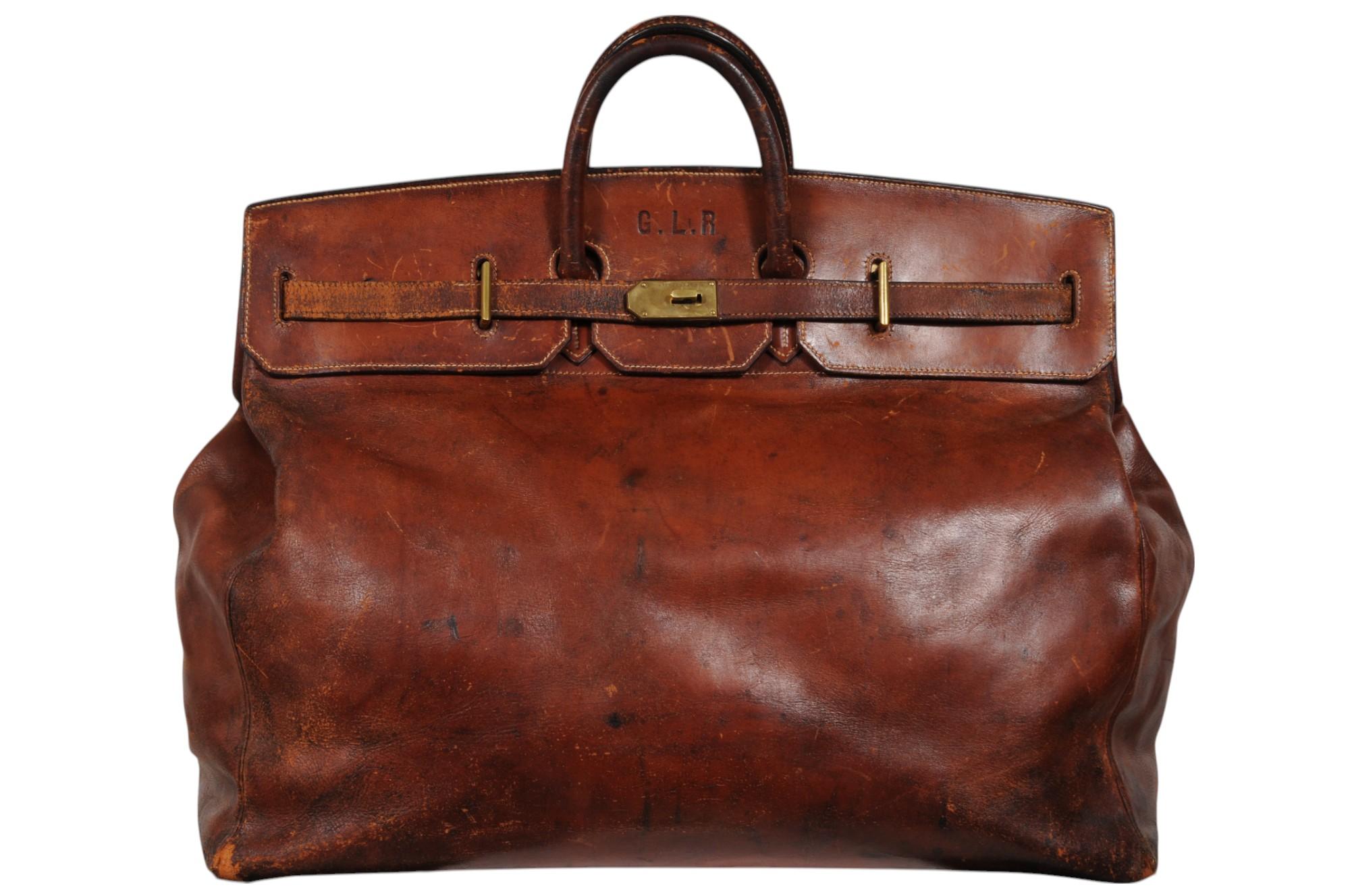 Hermes Vintage 1950's Haut à Courroies Hac 55 Birkin Natural Travel Duffle Bag en vente 15